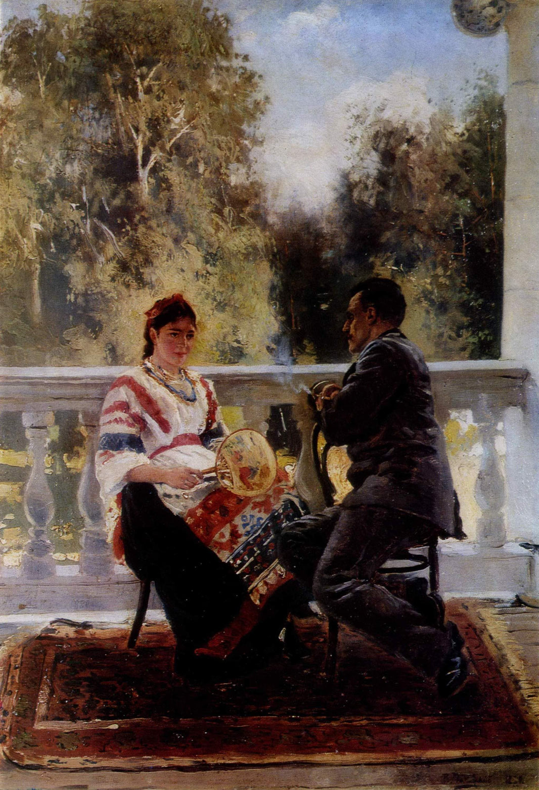 Conversation by Vladimir Makovsky — hand-painted portrait oil painting reproduction on canvas