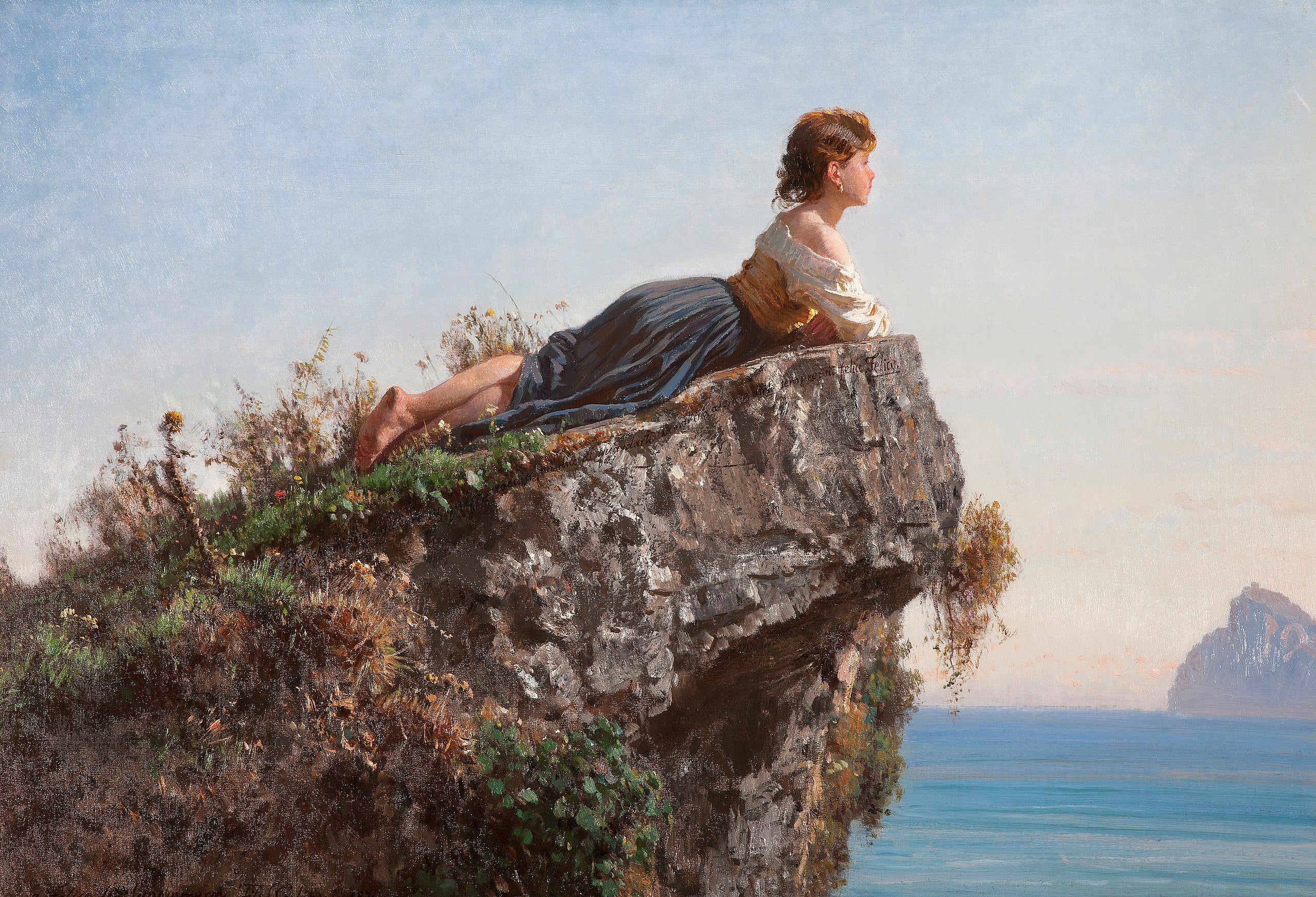 The Maiden on the rock in Sorrento - Filippo Palizzi