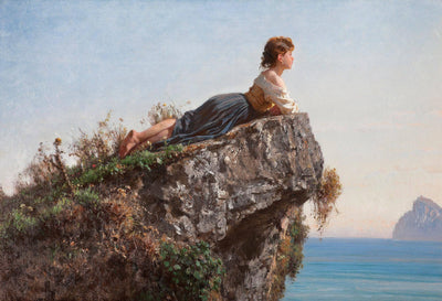 The Maiden on the rock in Sorrento by Filippo Palizzi — oil painting reproduction