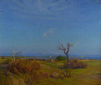 Sunny day on the sandbar by Umberto Moggioli — hand-painted landscape oil painting reproduction on canvas