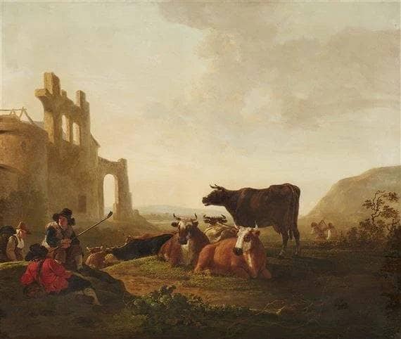 Landscape with Cattle on gallery wrap