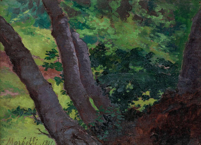 Glimpse of the countryside with trees in master bedroom