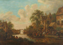 Village Fair by a River by Klaes Molenaer — hand-painted landscape oil painting reproduction on canvas