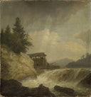 Nordic Landscape with a Waterfall by Christian Ezdorf — river oil painting wall art, Romanticism