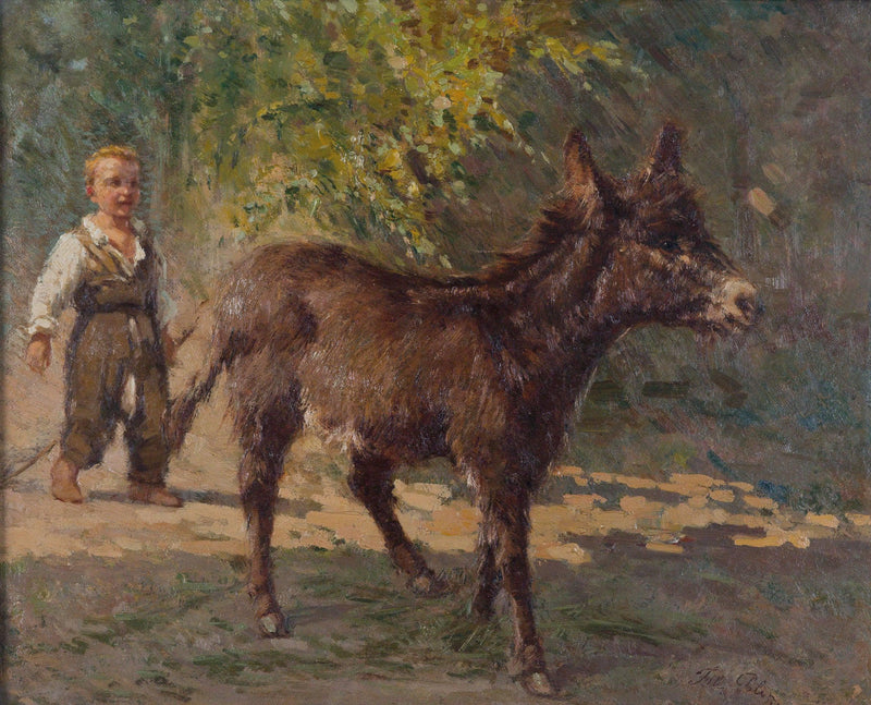 Child with donkey on gallery wrap