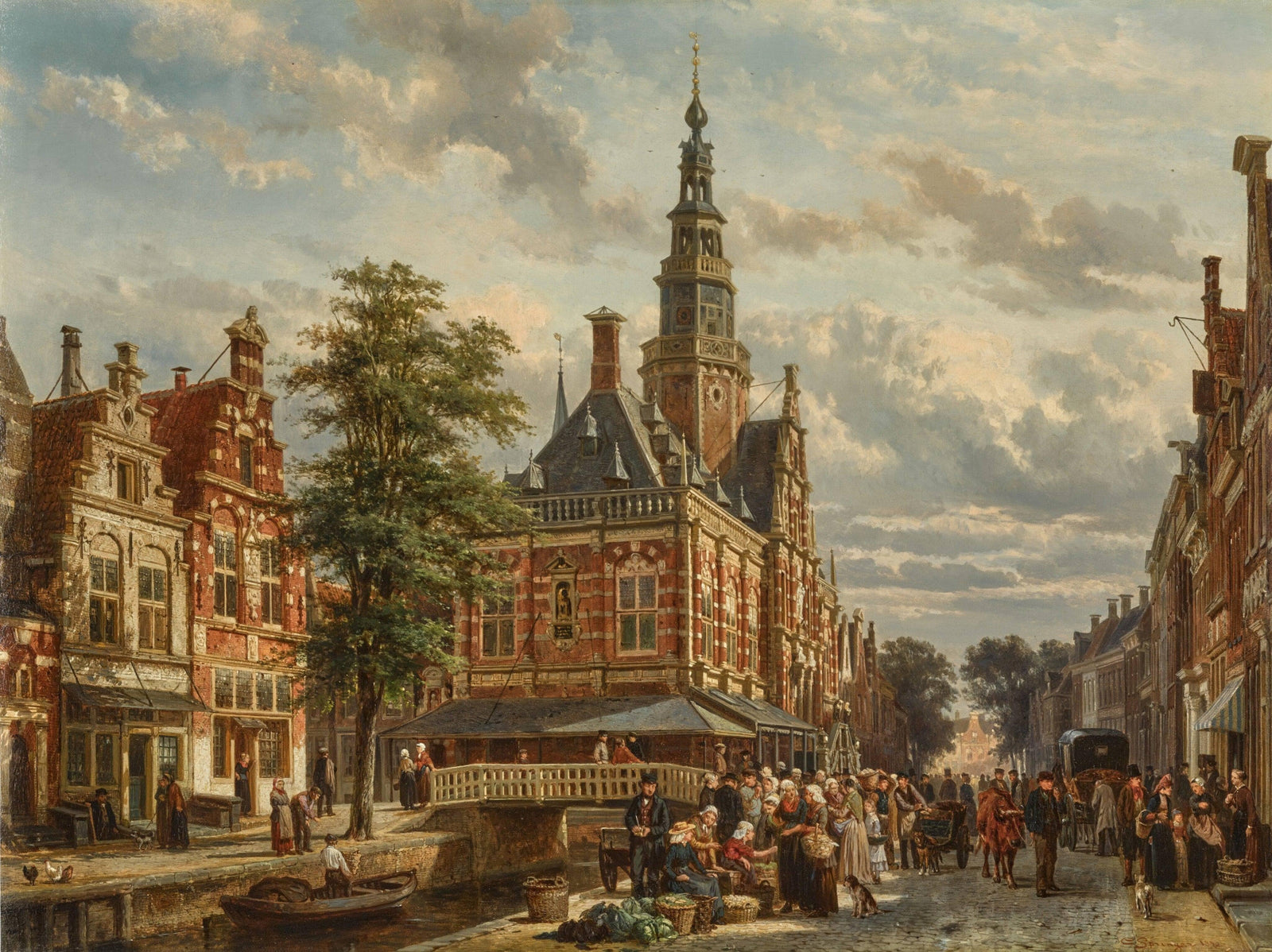 The market square and town hall of Bolsward in summer