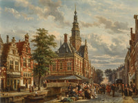 The market square and town hall of Bolsward in summer