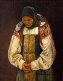 Palm Sunday by Ivan Tvorozhnikov — female oil painting wall art, Realism