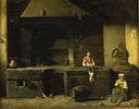 Interior with figures by Guerrino Guardabassi — life oil painting wall art, Realism