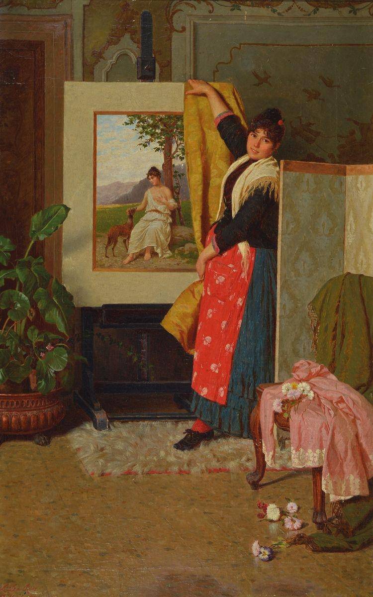 The artist's studio by Luigi Da Rios, hand-painted portrait oil painting reproduction on canvas