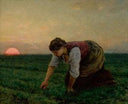 A Weeder by Jules Breton — hand-painted landscape oil painting reproduction on canvas