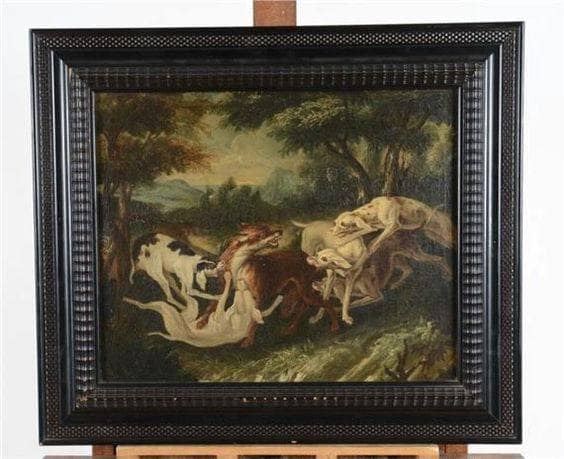 Fox attacked by dogs by Paul de Vos — hand-painted landscape oil painting reproduction on canvas