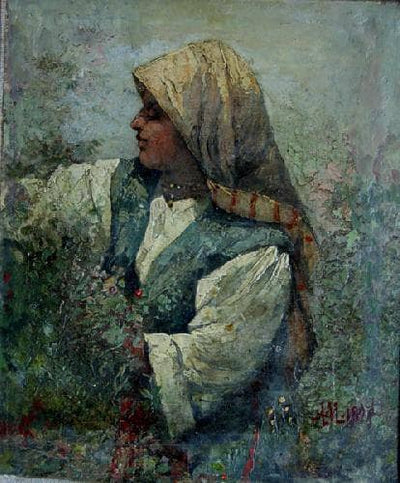 Rose picker by Anton Mitov — oil painting reproduction