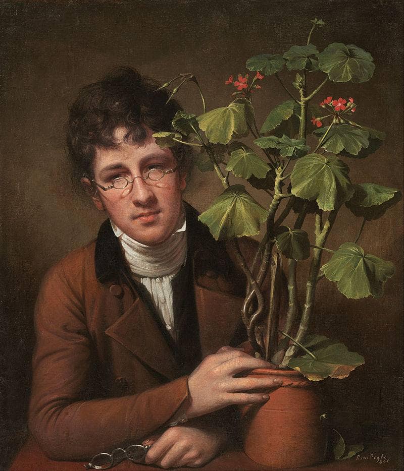 Rubens Peale with a Geranium by Rembrandt Peale — hand-painted portrait oil painting reproduction on canvas