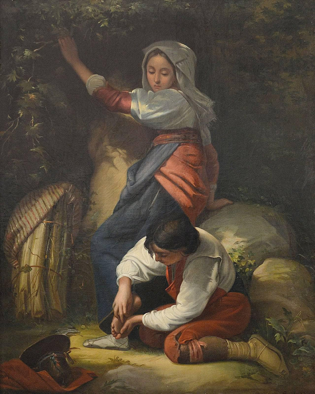 The help of the little shepherd by Giuseppe Mazzolini — hand-painted cultural oil painting reproduction on canvas