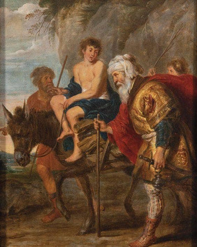 Abraham and Isaac on the way to sacrifice in home office