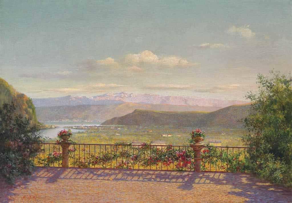 Lake Maggiore by Angelo Morbelli — hand-painted landscape oil painting reproduction on canvas