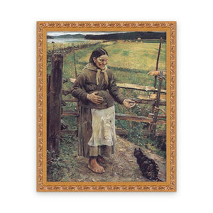 Old Woman With a Cat — Framed, Framed in Classic Ornate · 24'' × 30''