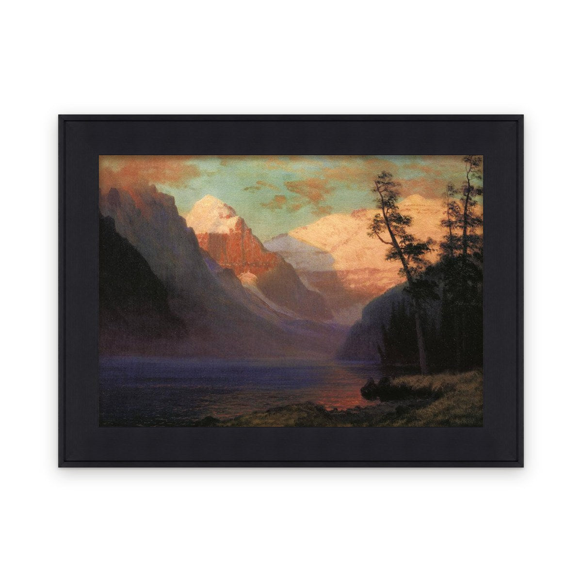 Evening Glow, Lake Louise — Framed, Framed in Minimalist Black · 21'' × 15''