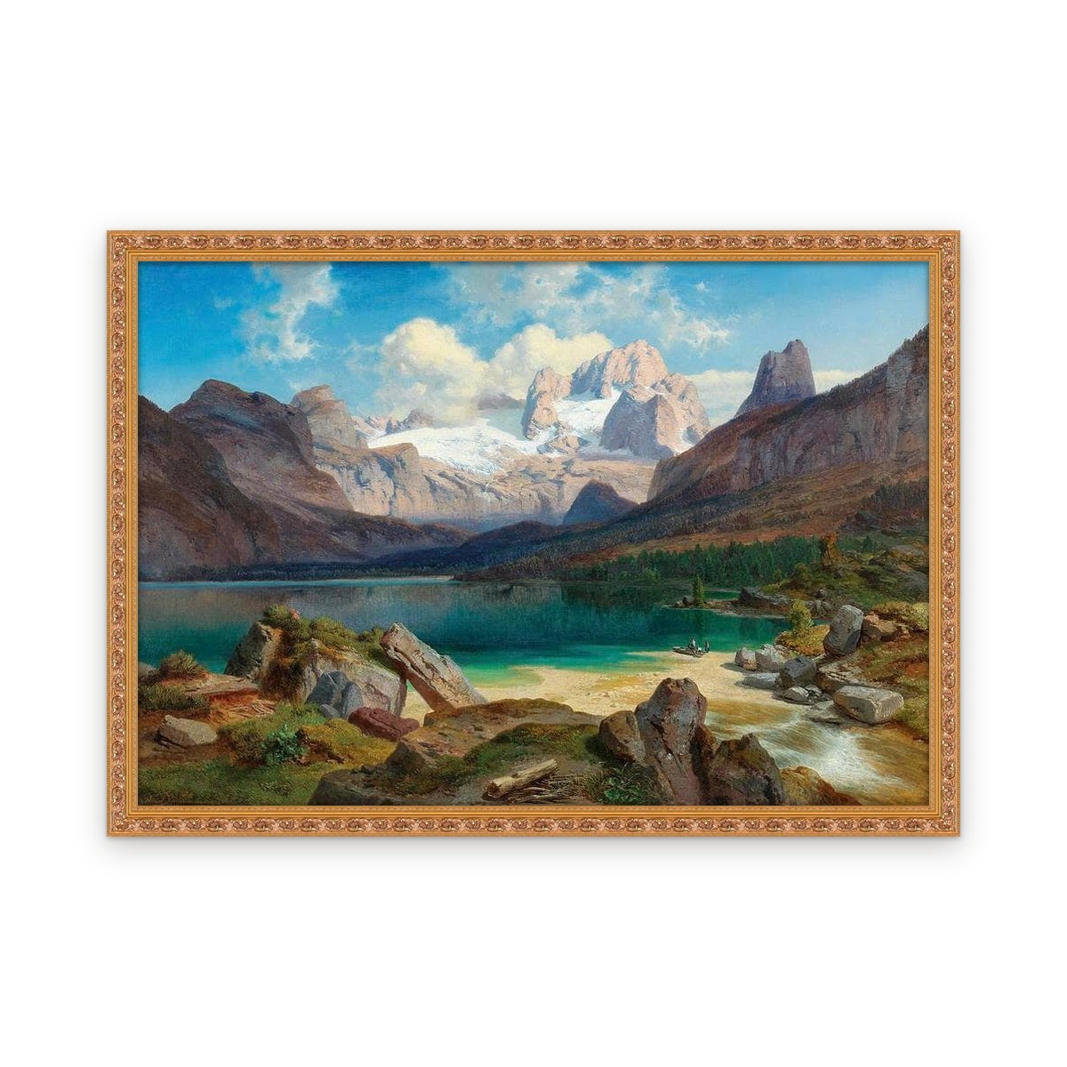 Lake Gosau with a view of the Dachstein massif — Framed, Framed in Classic Ornate · 50'' × 34.5''