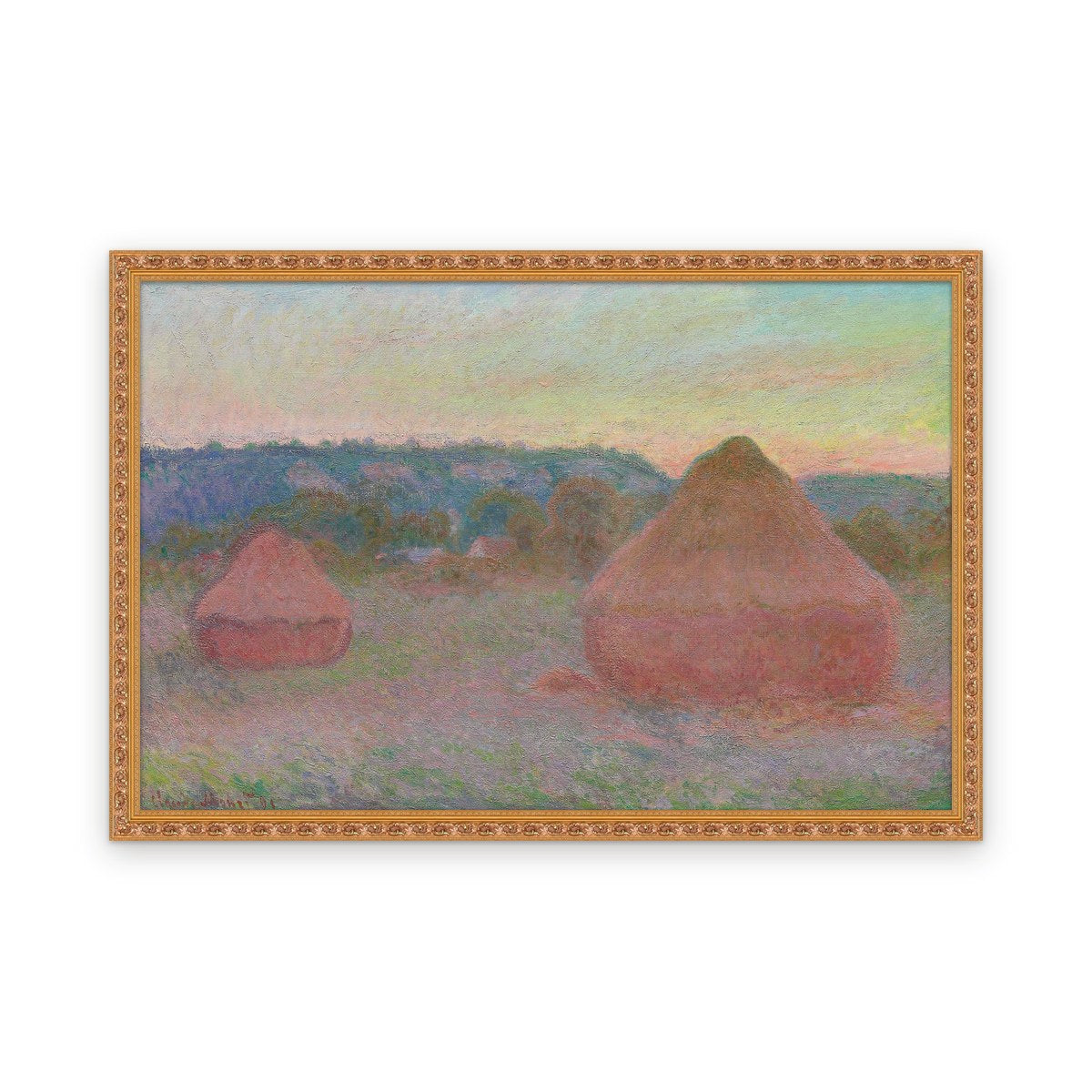 Stacks of Wheat (End of Day, Autumn) — Framed, Framed in Classic Ornate · 52'' × 34''