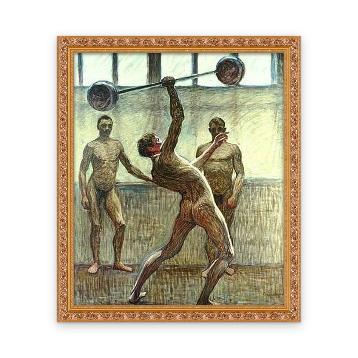 Lifting Weights with One Arm II — Framed, Framed in Classic Ornate · 25'' × 30''