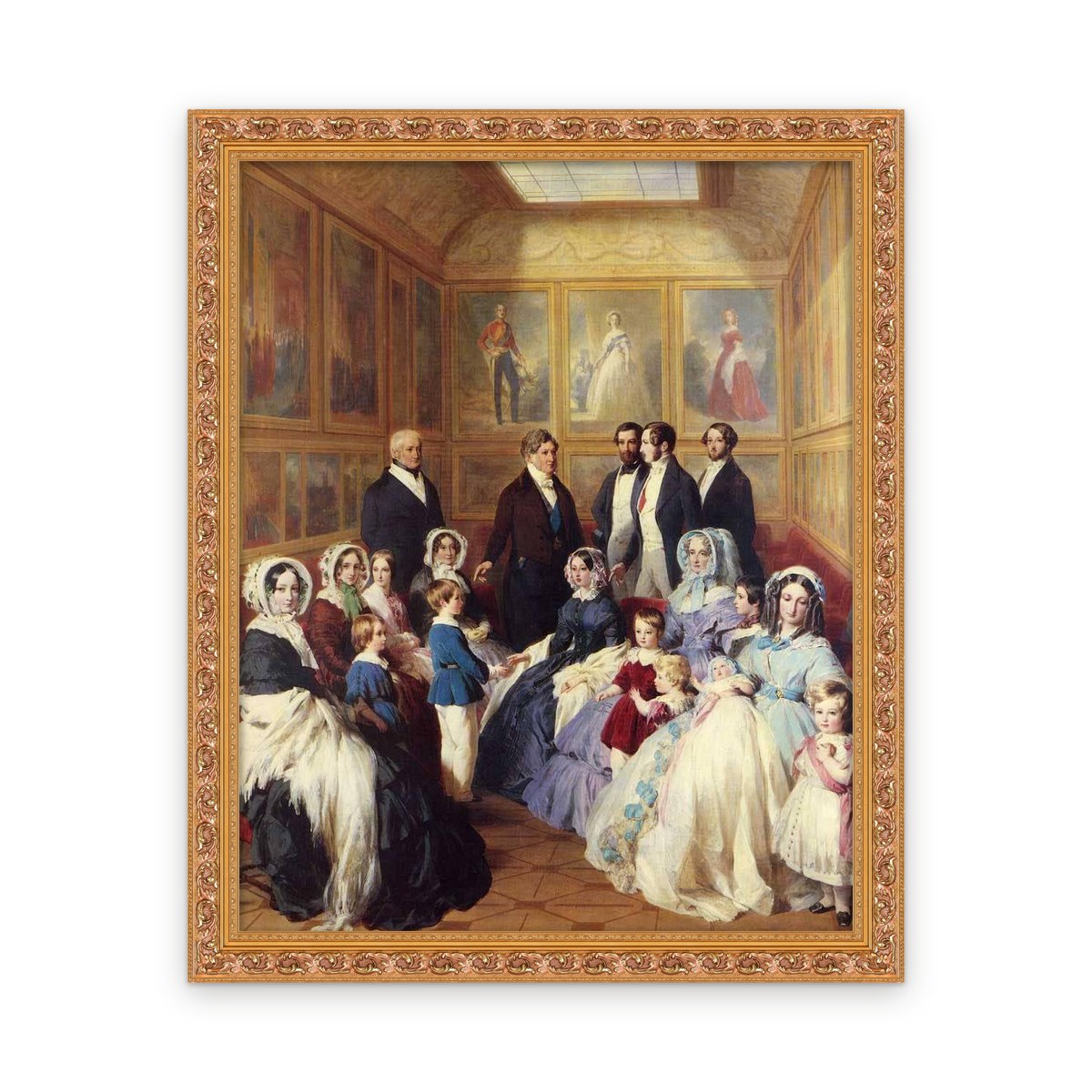 Queen Victoria and Prince Albert with the Family of King Louis Philippe at the Chateau — Framed, Framed in Classic Ornate · 24'' × 30''