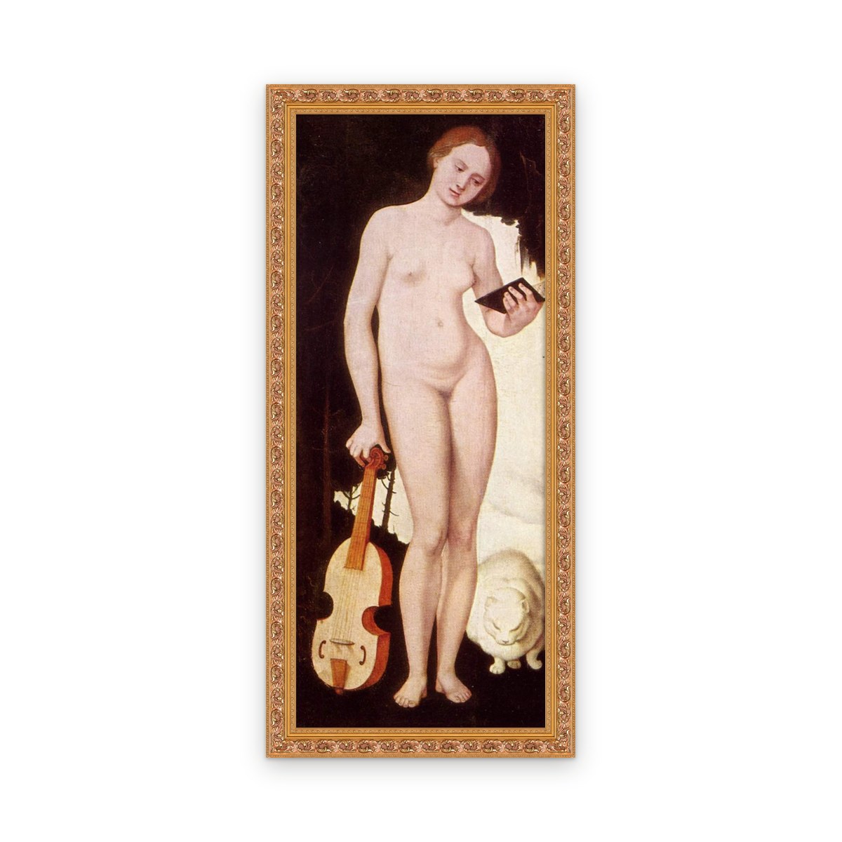 Woman with Cat (Allegory of Music) — Framed, Framed in Classic Ornate · 17'' × 41''