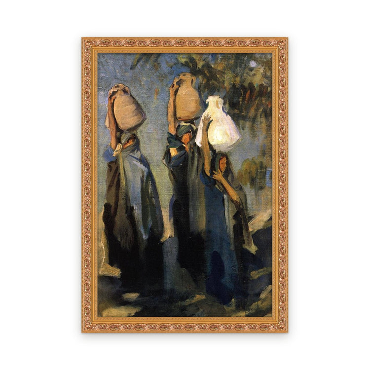 Bedouin Women Carrying Water Jars — Framed, Framed in Classic Ornate · 22'' × 33''