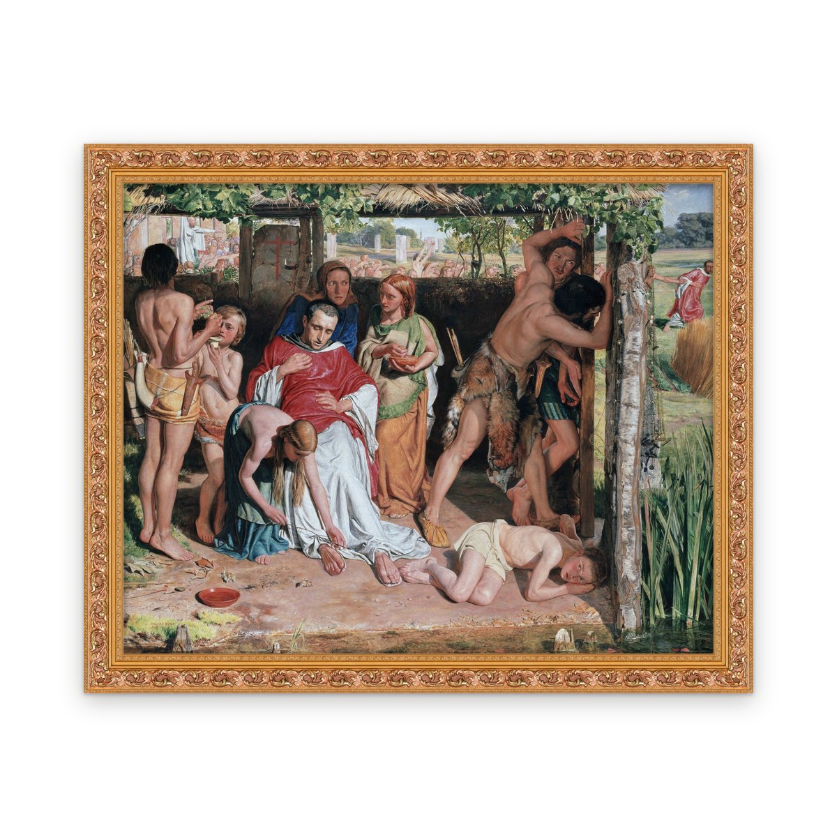A Converted British Family Sheltering a Christian Priest from the Persecution of the Druids — Framed, Framed in Classic Ornate · 30'' × 24''