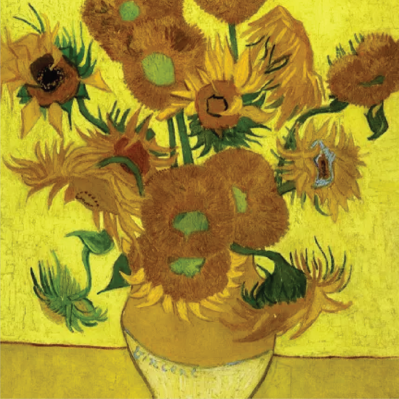 Van Gogh's Sunflowers, a public-domain work that can be legally reproduced and sold as a hand-painted reproduction
