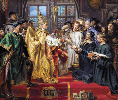 Founding of the Lubrański Academy in Poznań by Jan Matejko, oil painting reproduction