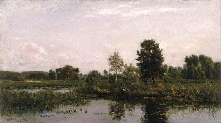 A Bend in the River Oise by Charles-Francois Daubigny — hand-painted botanical oil painting reproduction on canvas