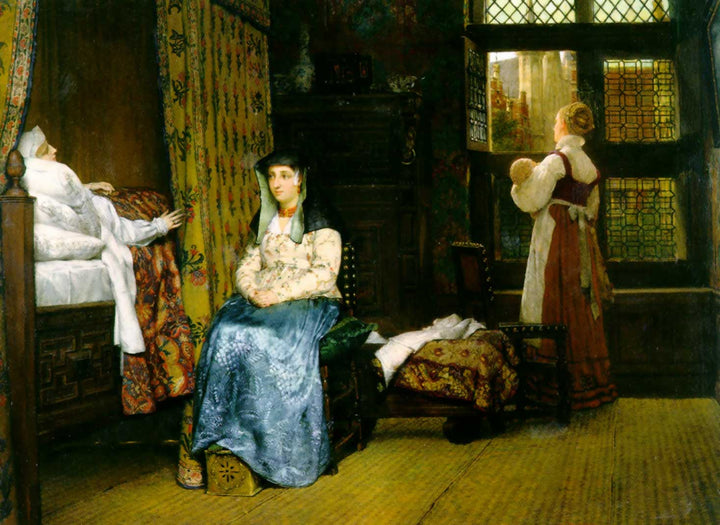 A Birth Chamber, Seventeenth Century by Sir Lawrence Alma-Tadema — hand-painted portrait oil painting reproduction on canvas