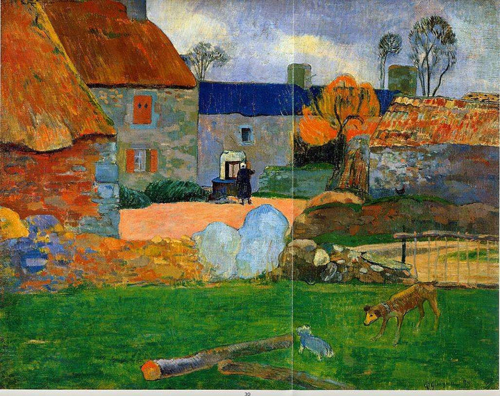 A blue roof (Farm in Pouldu) by Paul Gauguin — hand-painted architectural oil painting reproduction on canvas