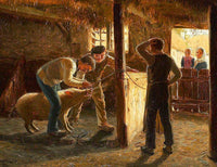 A Boar is Fitted with a Nose Ring by Otto Bache — hand-painted still oil painting reproduction on canvas