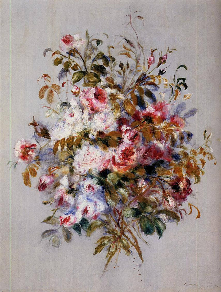 A Bouquet of Roses by Pierre-Auguste Renoir — hand-painted botanical oil painting reproduction on canvas