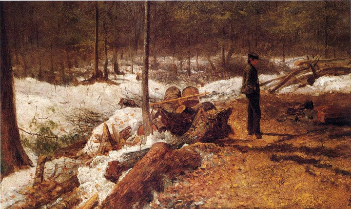 A Boy in the Maine Woods by Eastman Johnson — hand-painted landscape oil painting reproduction on canvas