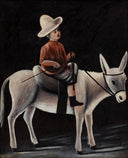 A boy on a donkey by Niko Pirosmani — hand-painted animal oil painting reproduction on canvas