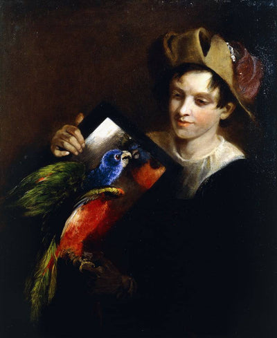 A Boy with a Parrot in apartment