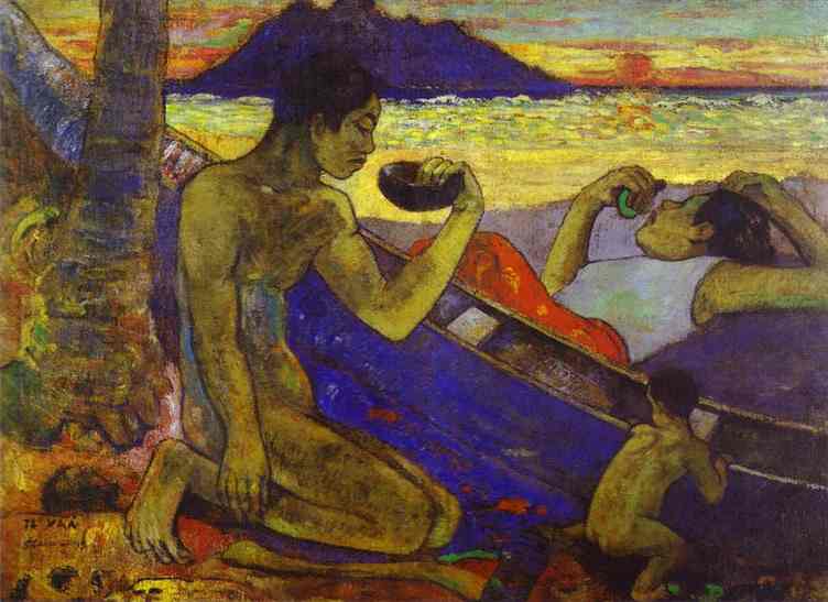 A Canoe (Tahitian Family), by Paul Gauguin — hand-painted abstract oil painting reproduction on canvas