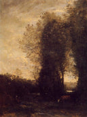 A Cow and its Keeper by Camille Corot — rural oil painting wall art, Realism