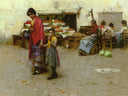 A day at the market by Albert Chevallier Tayler — children oil painting wall art, Realism