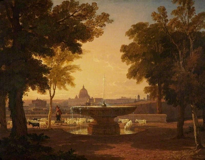 A Distant View of Saint Peter's, Rome by Penry Williams — hand-painted landscape oil painting reproduction on canvas