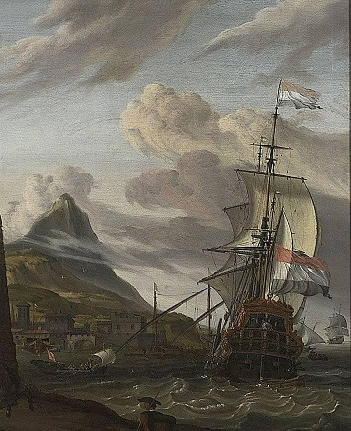 A Dutch Ship Entering a Mediterranean Port on gallery wrap