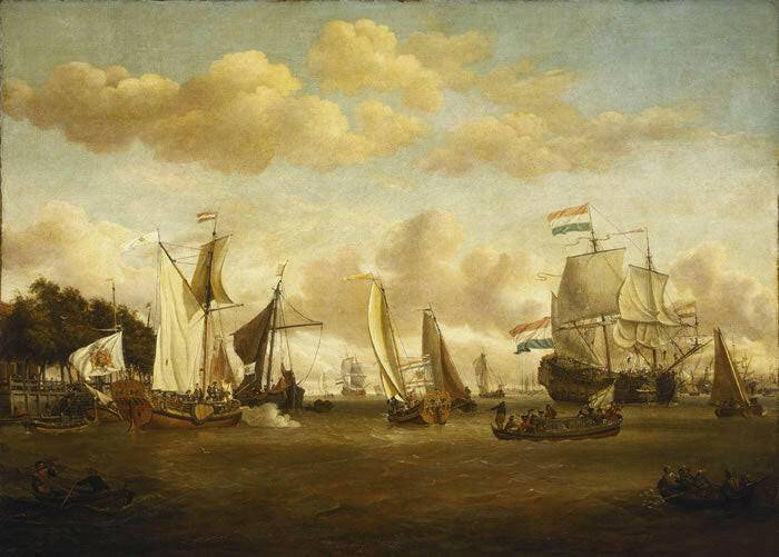 A Dutch Yacht on the River Y - Abraham Storck