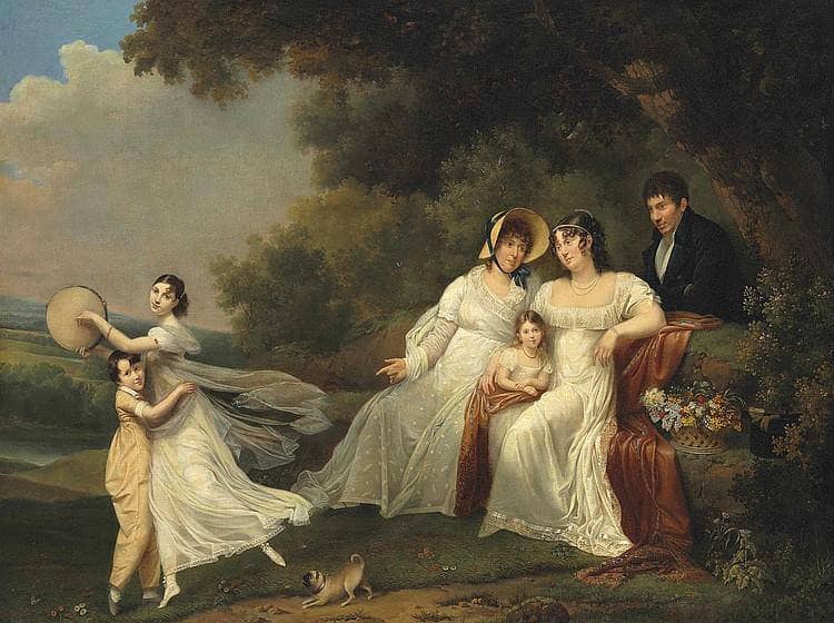 A family portrait in a river landscape