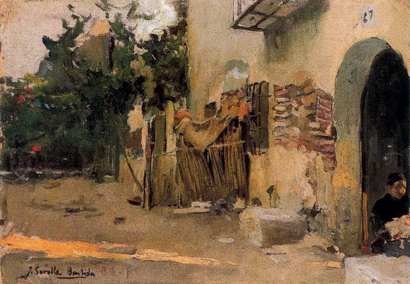 A farmhouse in Valencia by Joaquín Sorolla — hand-painted architectural oil painting reproduction on canvas
