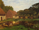 A Farmyard in Normandy by Claude Monet — hand-painted landscape oil painting reproduction on canvas