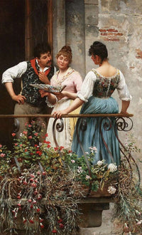 A Favourite Fan by Eugene de Blaas — hand-painted architectural oil painting reproduction on canvas